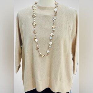 BRUNELLO CUCINELLI Nuetral Gold Metallic Cashmere Sweater M Excellent Condition